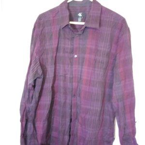 Calvin Klein Burgandy Plaid Men's Dress Shirt Size L